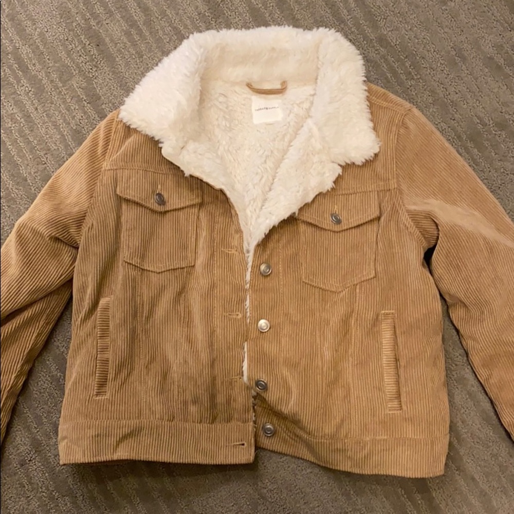 Tan corduroy fur jacket from boutique